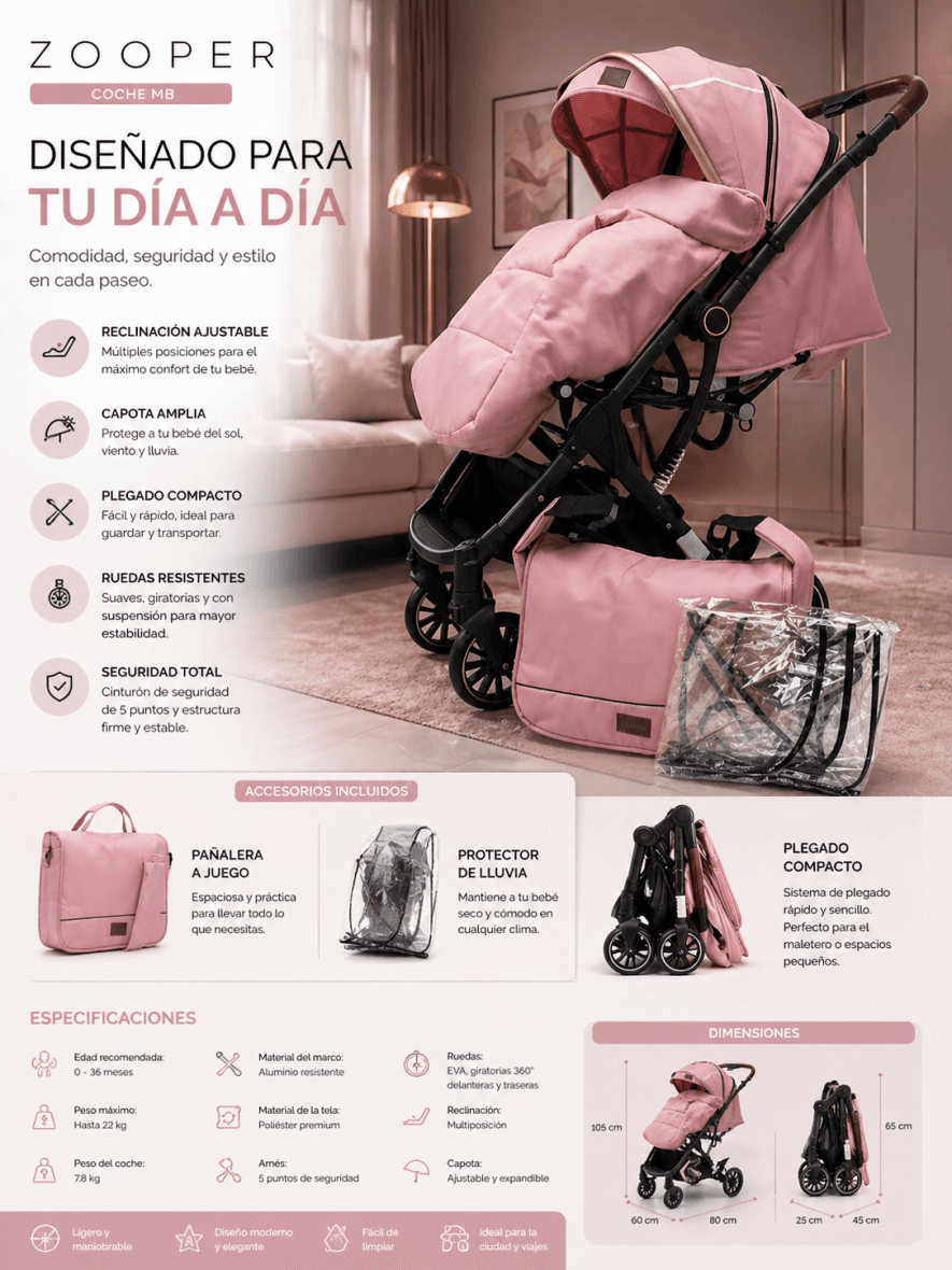 Coche para Bebé Zooper MB Compacto y Plegable