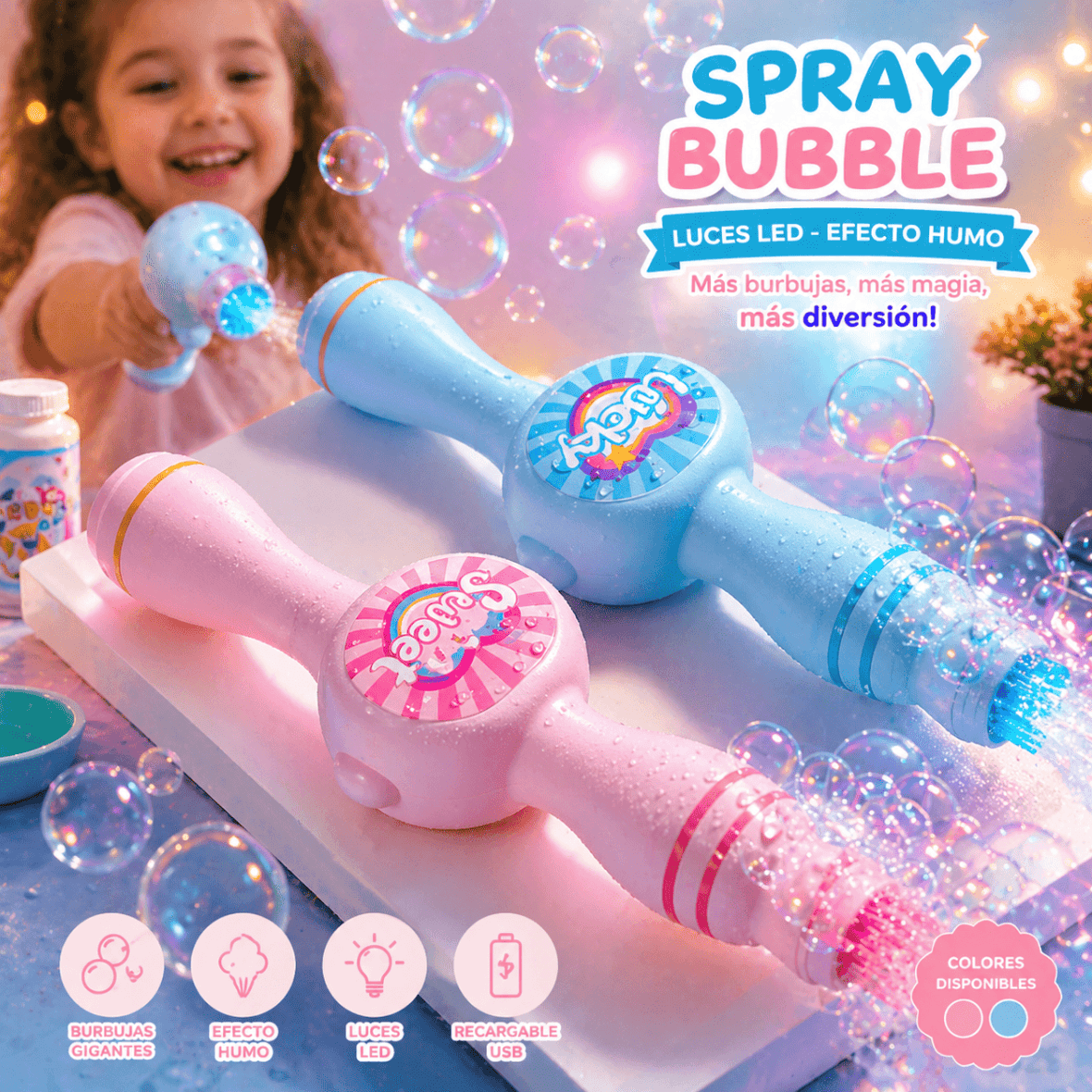 Varita de Burbujas LED con Efecto Humo | Juguete Infantil