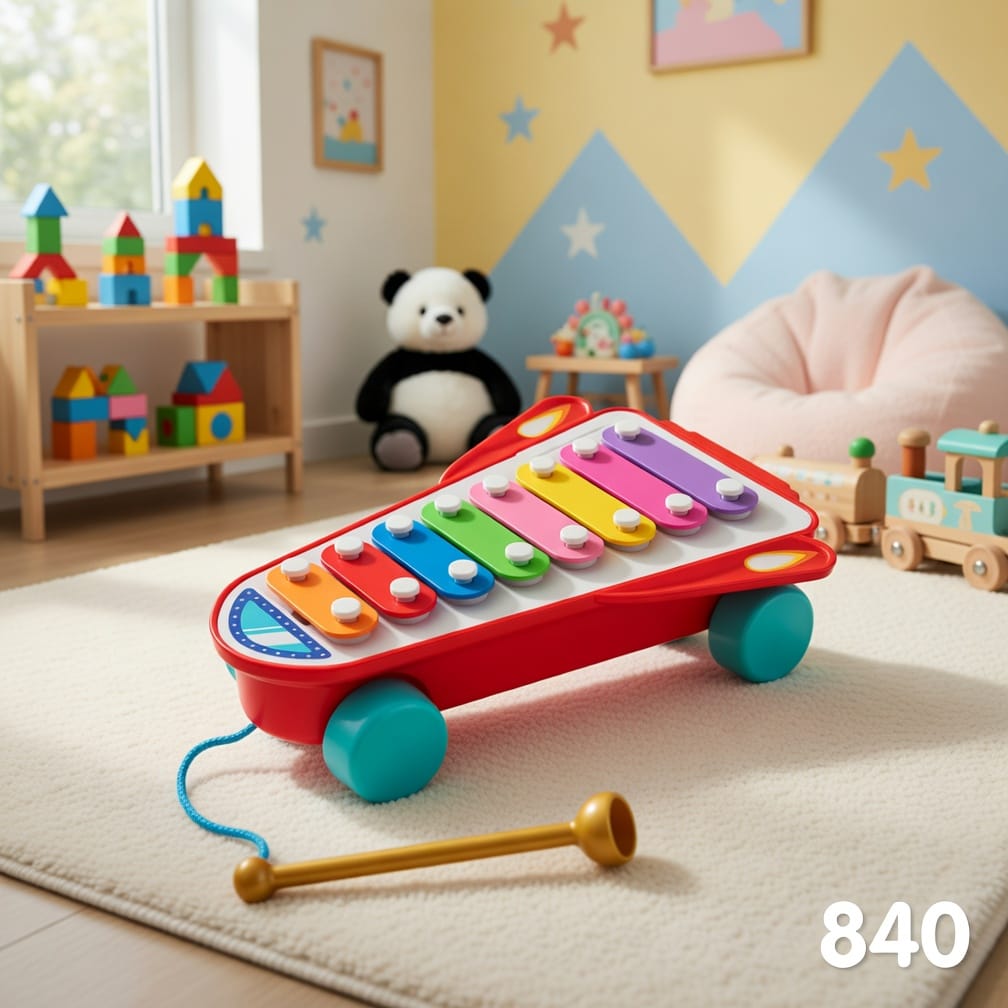 Xilófono de Ruedas Cohete para Niños-840