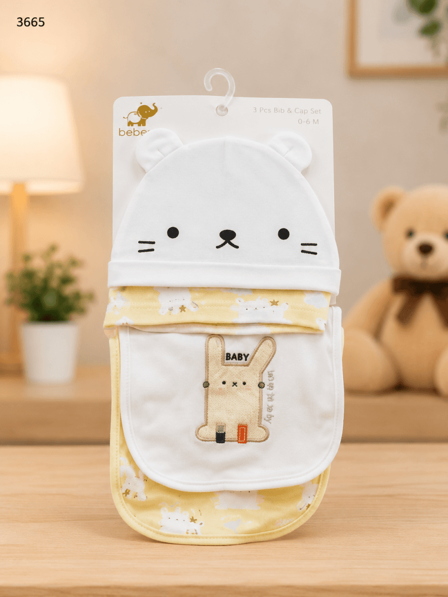 3665 – Set de Baberos y Gorrito para Bebé